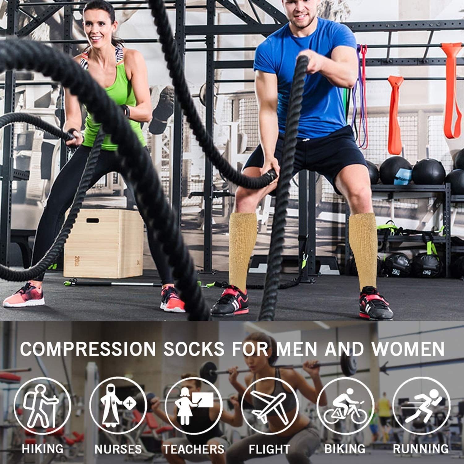 Copper Compression Socks 8 Pack for Men & Women – Knee High 15-20mmHg Support fo