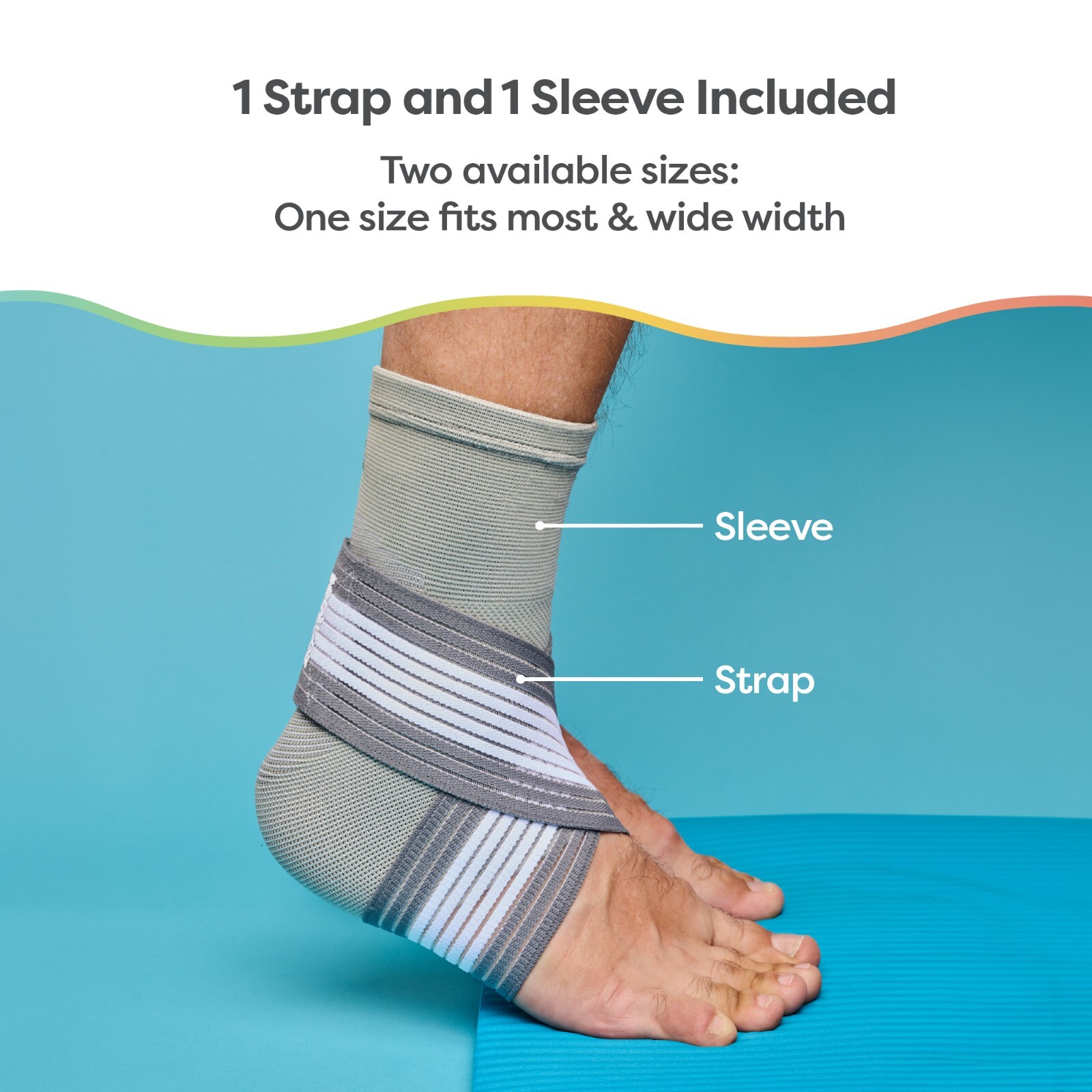 ZenToes Ankle Support Brace Sleeve Adjustable Compression Strap Wide Width Green