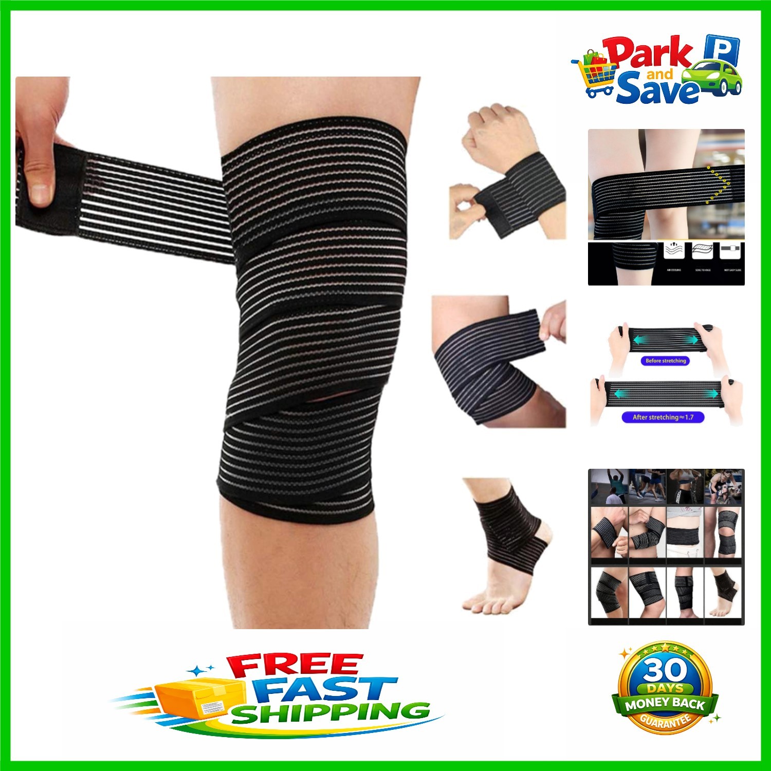 Extra Long Elastic Knee Compression Bandage – Injury Support for Active Adults