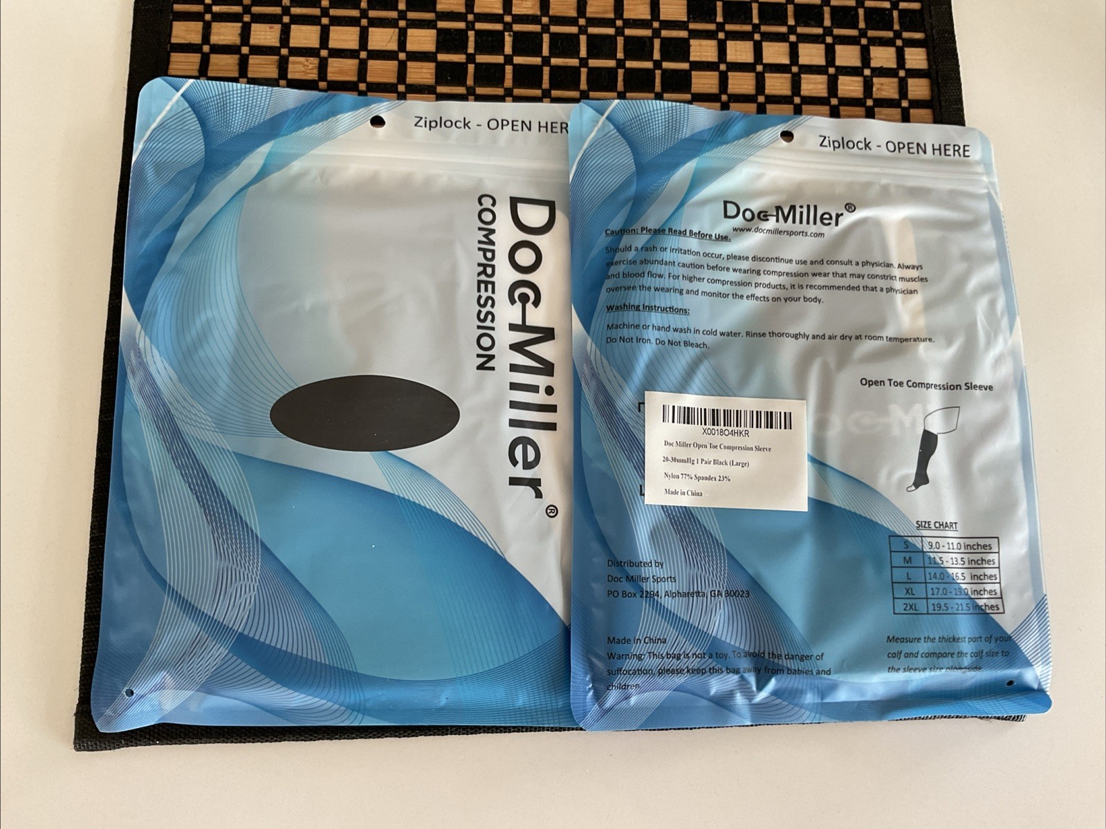 Lot of 2 Doc Miller Open Toe Compression Socks 20-30 mmHg Recovery Varicose BK