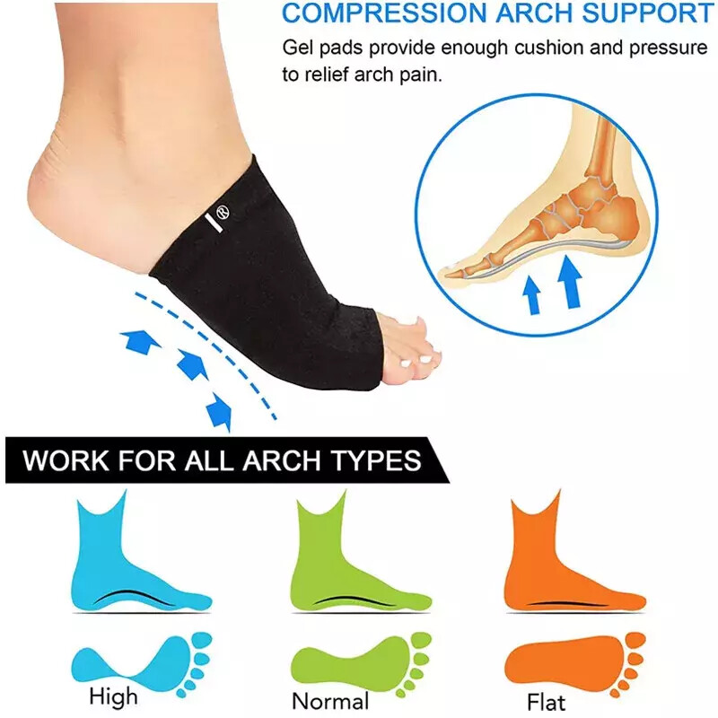 2*Arch Support Gel Pad Compression Support Sleeves Foot Relief Plantar Fasciitis