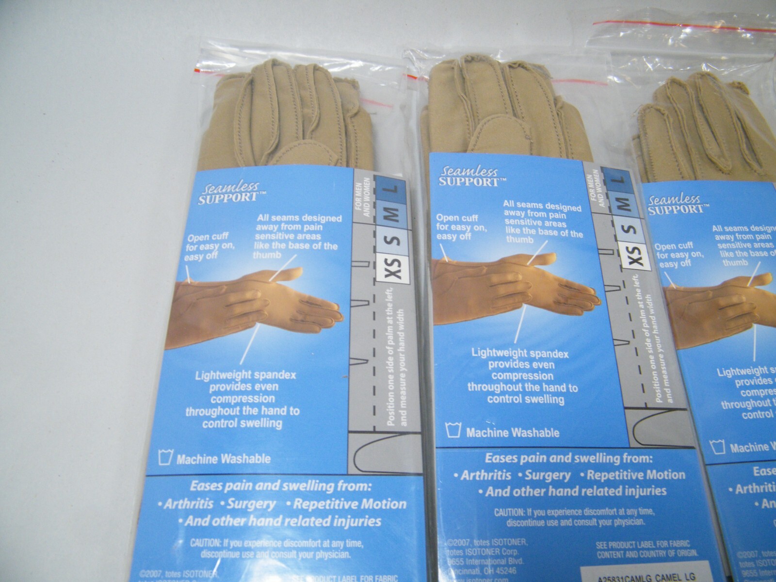 (4) PAIRS ISOTONER THERAPEUTIC GLOVES EASES PAIN & SWELLING S, M, & L