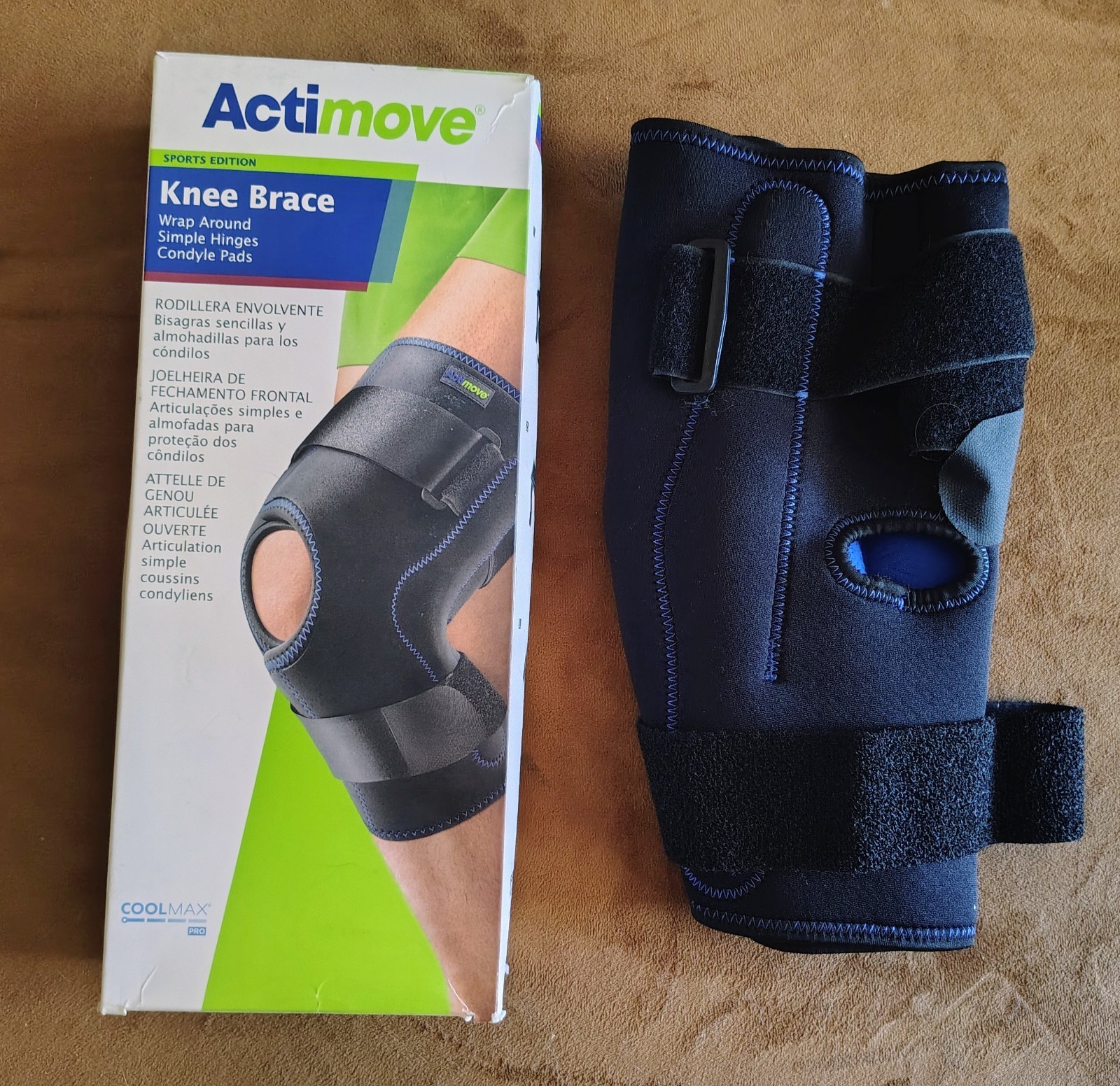 Actimove SPORTS EDITION KNEE BRACE Wrap Around Simple Hinges Condyle Pads UNUSED