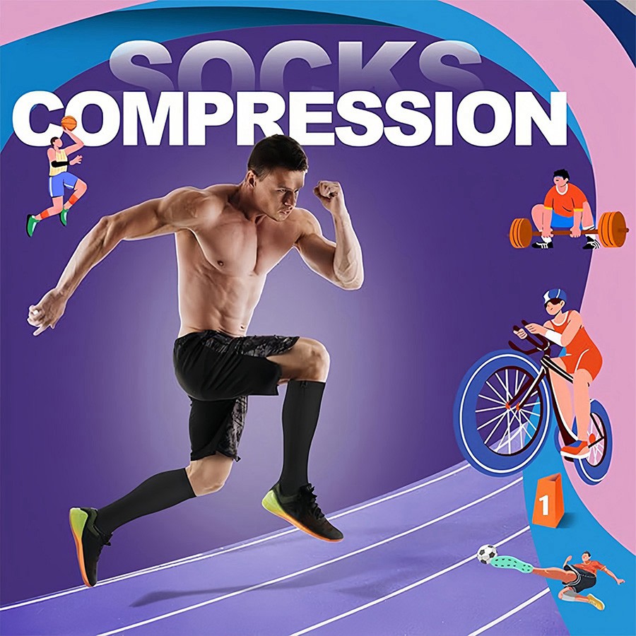 Zip Up Open Toe Compression Zipper Socks Calf Support Stockings Unisex 1/3 Pairs