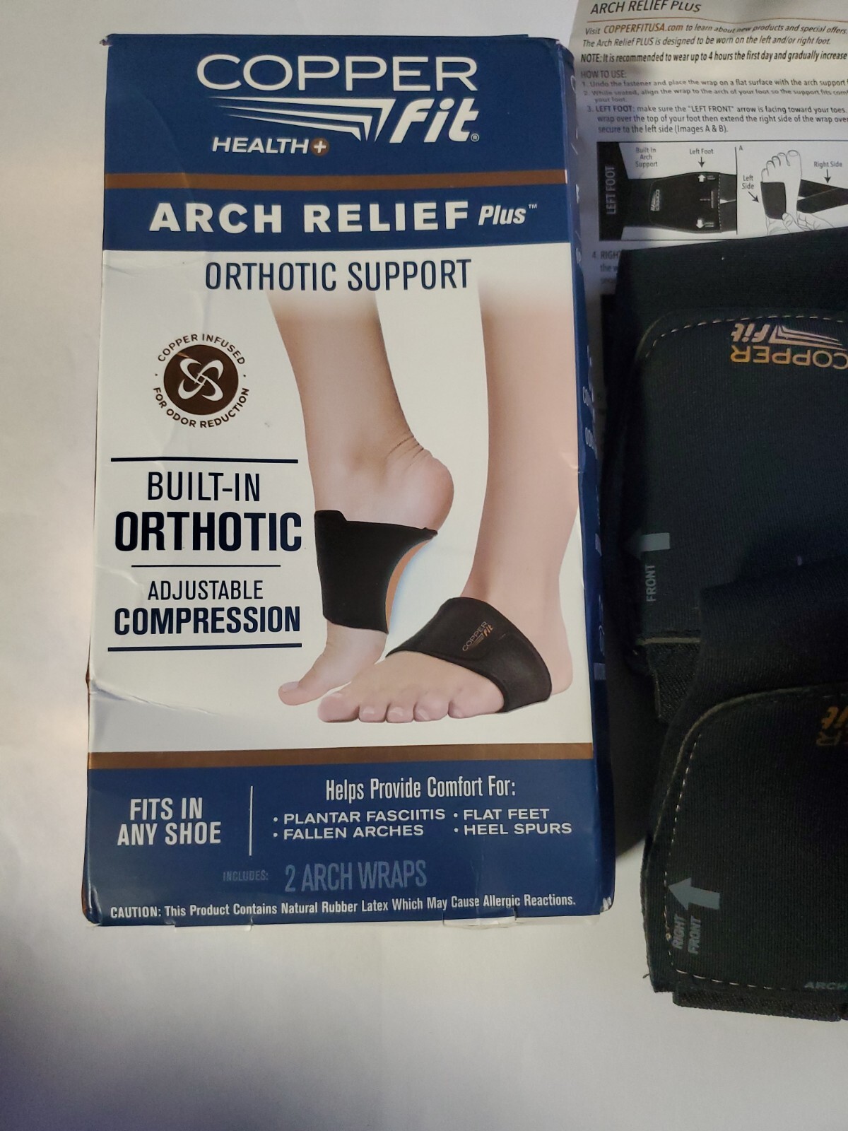 Copper Fit Health Unisex Arch Relief Plus with Built-In Orthotic Support – Black