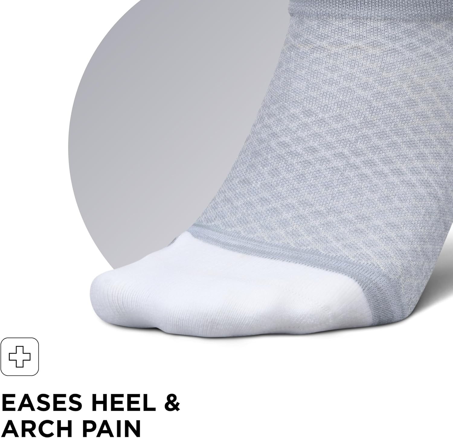 Breathable Athletic Socks Large Gray 3-Pair Plantar Fasciitis Relief No Show