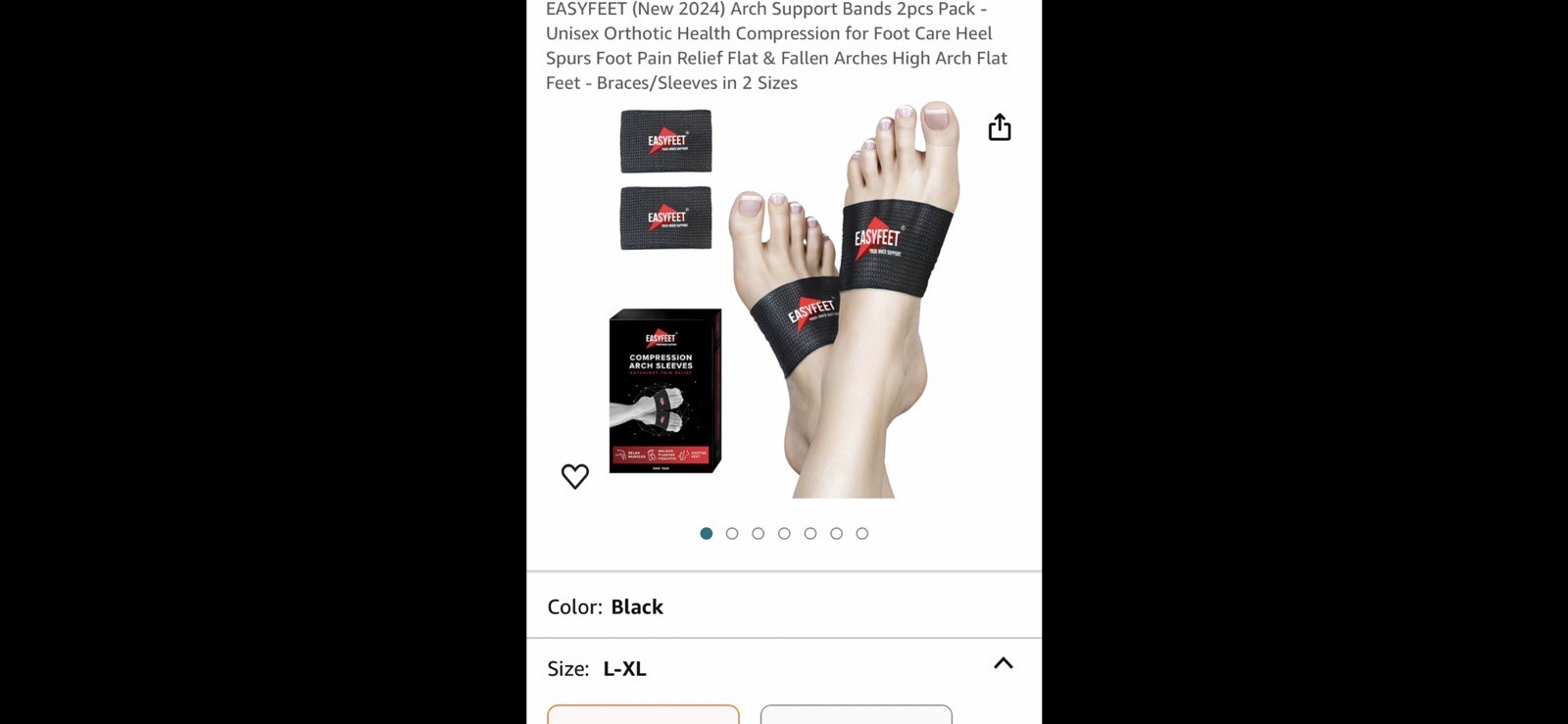EASYFEET Arch Support Compression Sleeves for Feet Pain, Foot Care Black