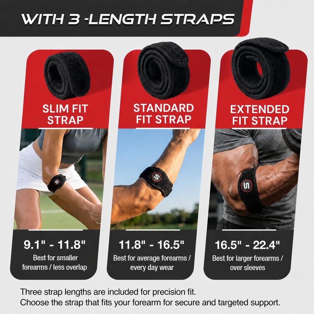 Sleek Black Elbow Brace for Tendonitis and Tennis Elbow Relief Adjustable Fit