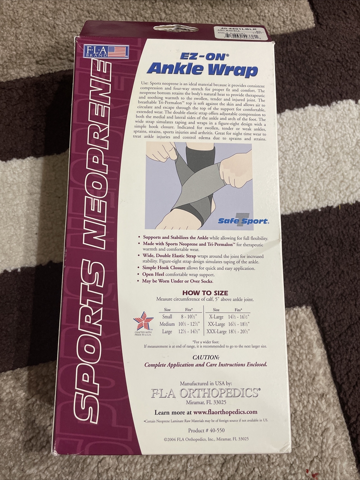 FLA Sports Black Extra Large Ankle Wrap