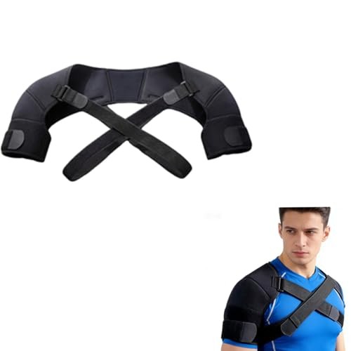 Adjustable Double Shoulder Brace for Women and Men,Black Shoulder Brace for