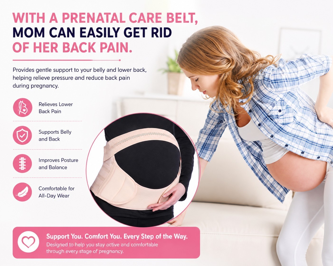 No Rolling Down, XL Maternity Belt Band for Birth Preparation, Labour & Recovery