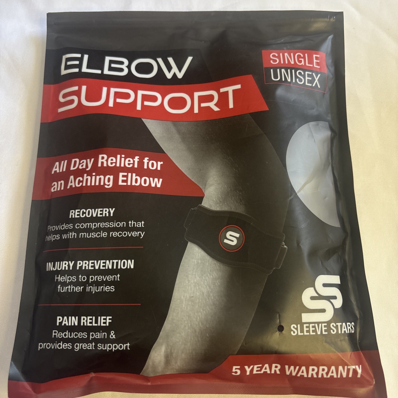Sleeve Stars Elbow Support All Day Relief For Aching Elbow – Unisex Black