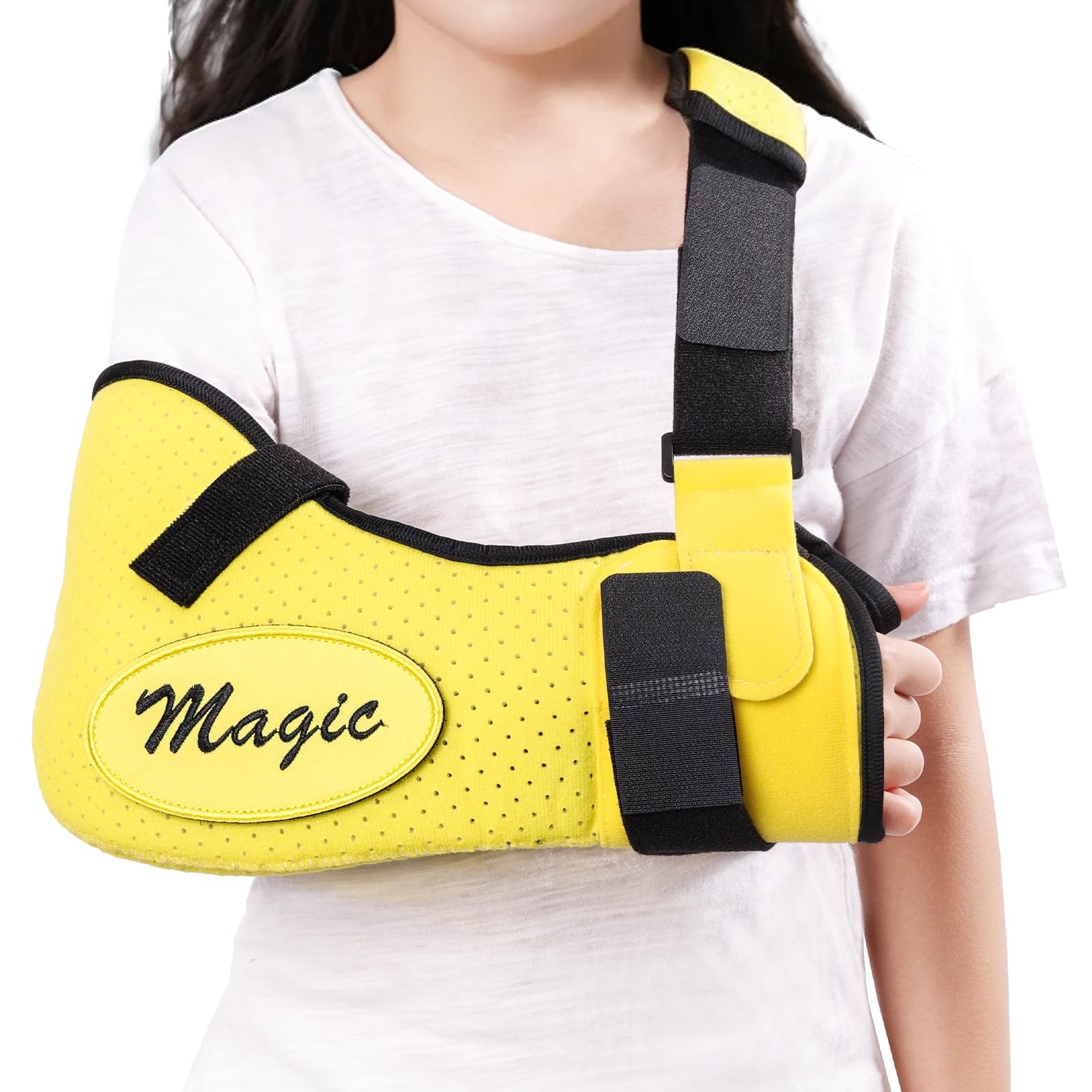 Arm Sling Kids Shoulder Immobilizer Waist Strap Wrist Elbow Brace Injury Yellow