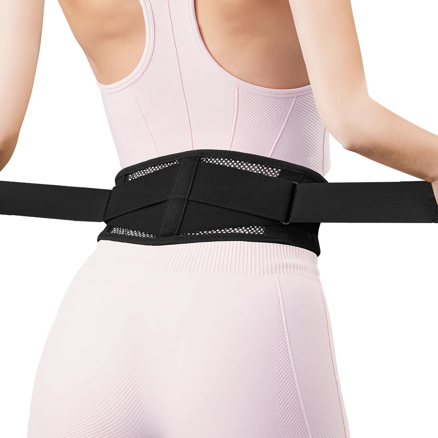 Slim & Narrow Back Brace for Lower Pain Women S/M(Waist:32″-42”), Black
