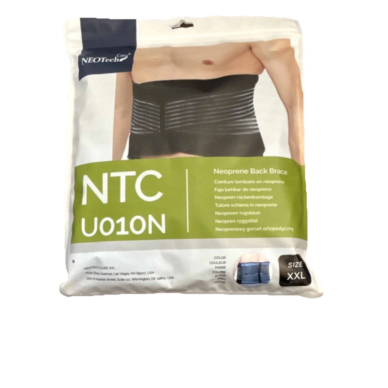 NEOTech Care Neoprene Back Brace XXL Stabilization NTC U010N Black