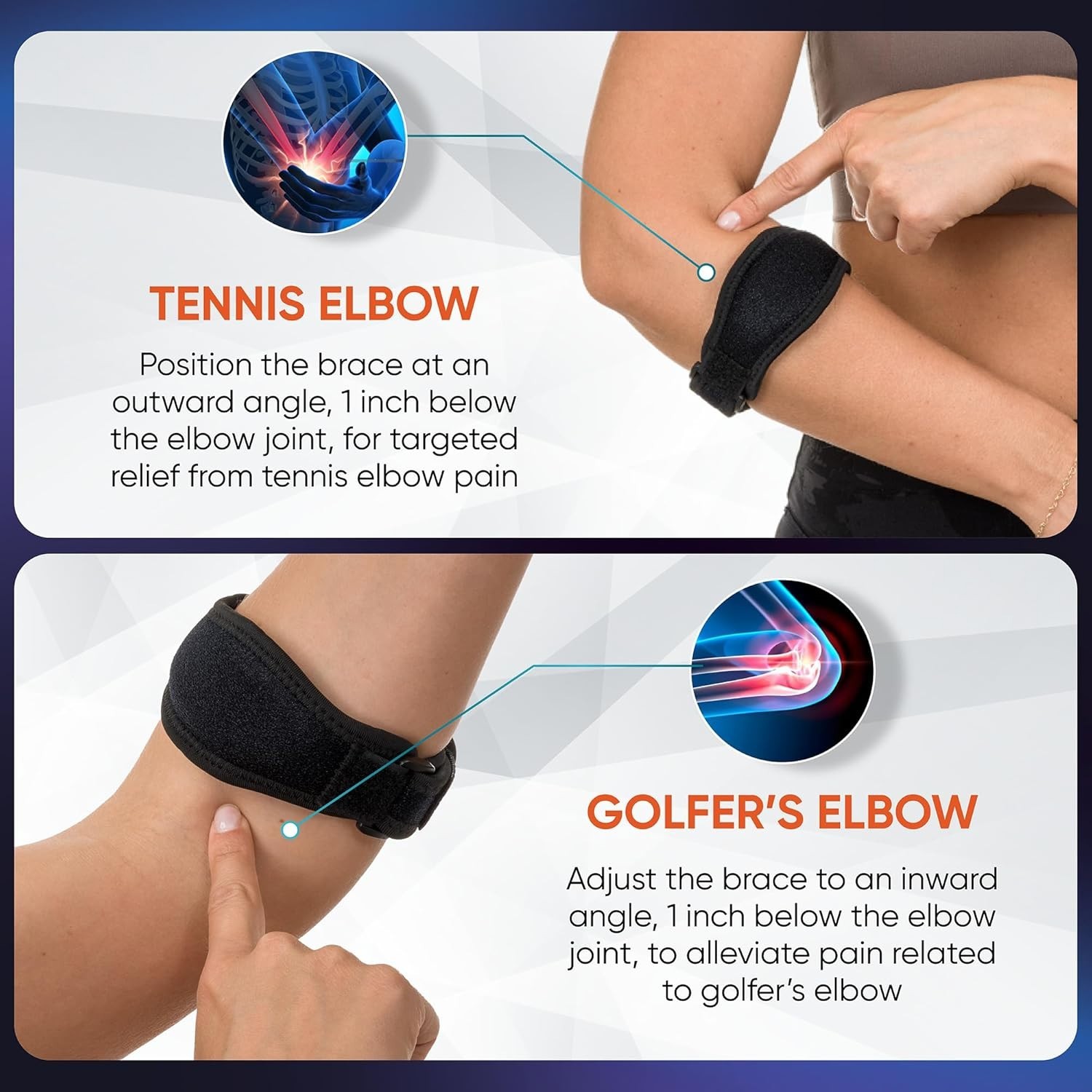 Dual Compression Elbow Brace Set – Alleviate Pain for Tennis & Golf Activities