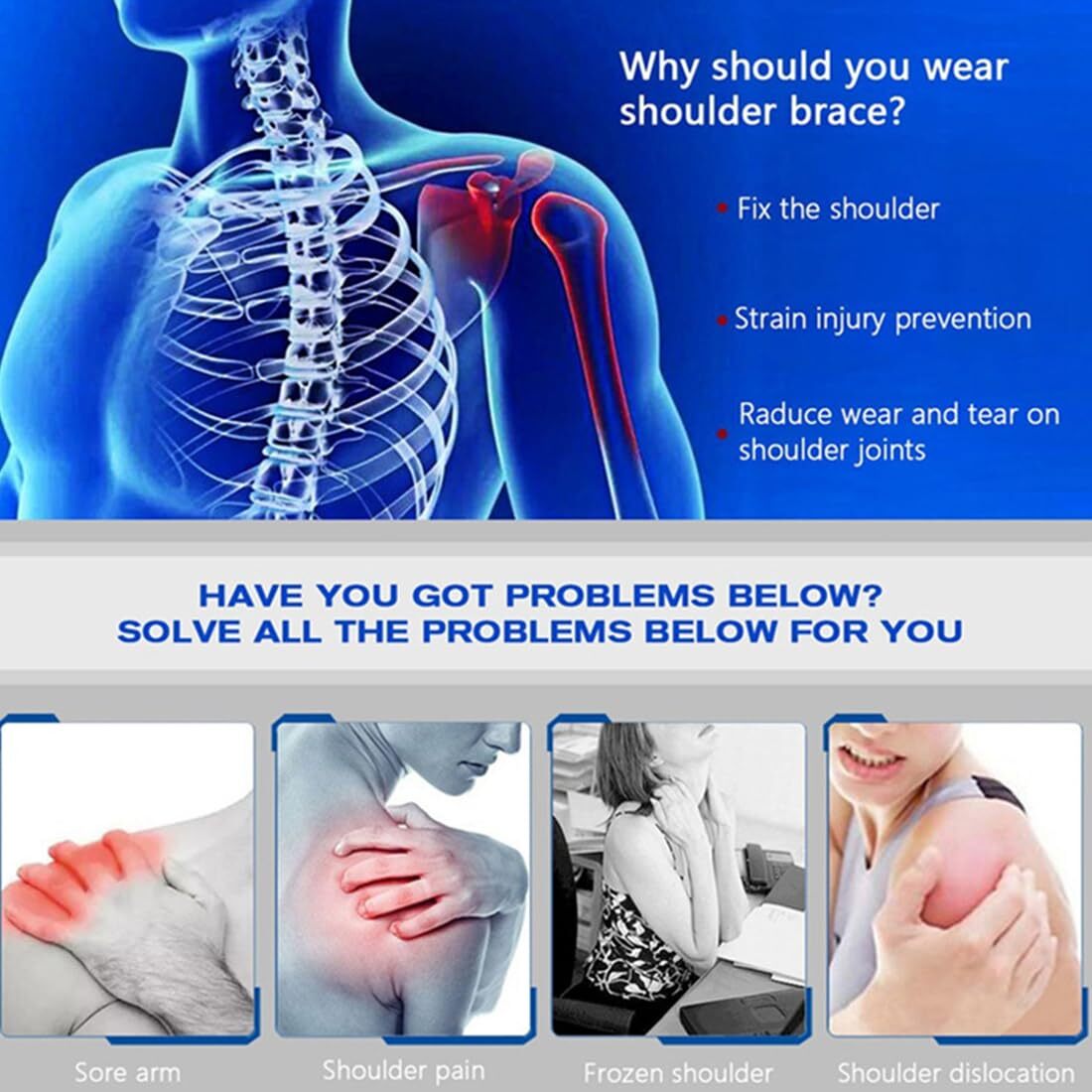 Double Shoulder Support Brace Strap Wrap Protector Men Women Posture Corrector