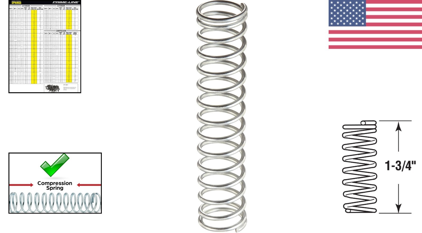 Durable Compression Springs 0.035 GA x 3/8 In. x 1-3/4 In. Nickel-Plated 4 Pack