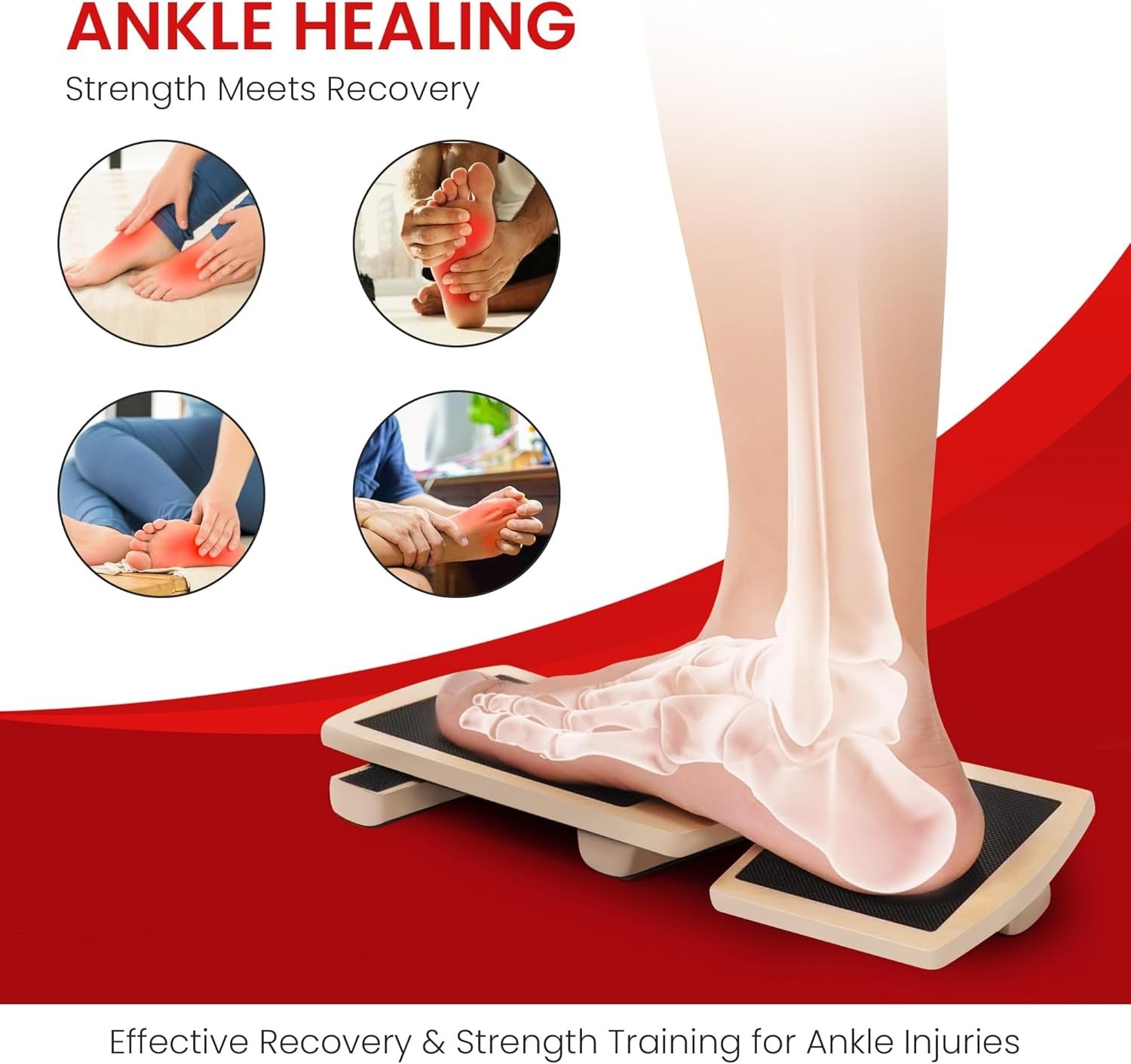 Ankle Strengthener & Axis Board, Bamboo Ankle Balance Board for Physical Therapy
