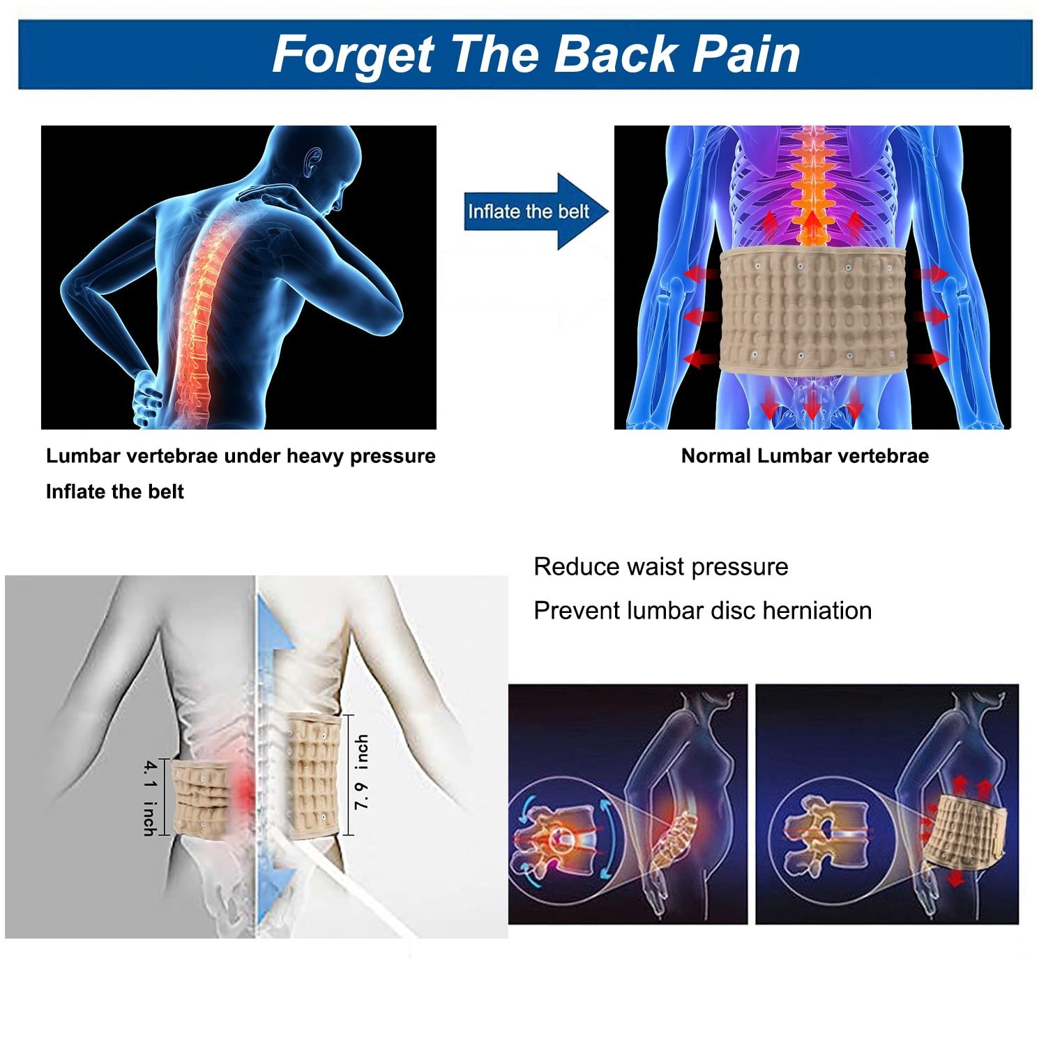 Inflatable Lumbar Traction Belt for Back Pain Relief & Support