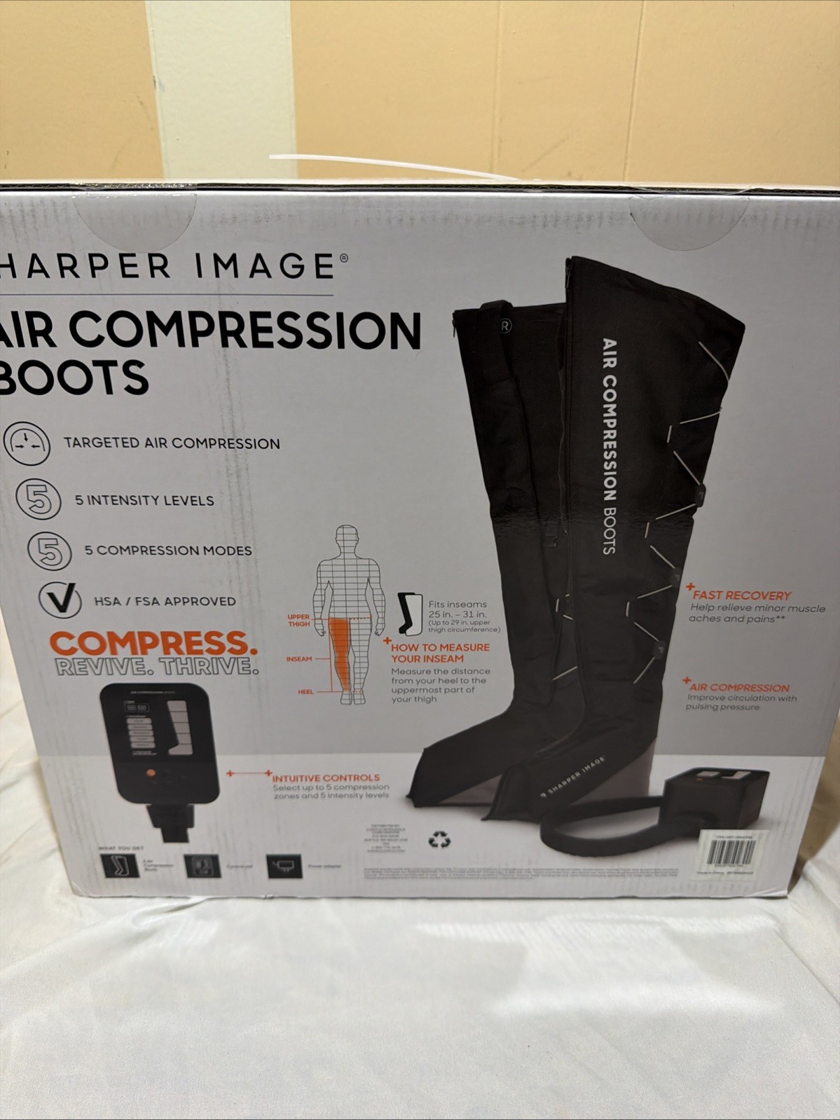 SHARPER IMAGE Air Compression Boots Small-Medium Muscle Massager. Black. New