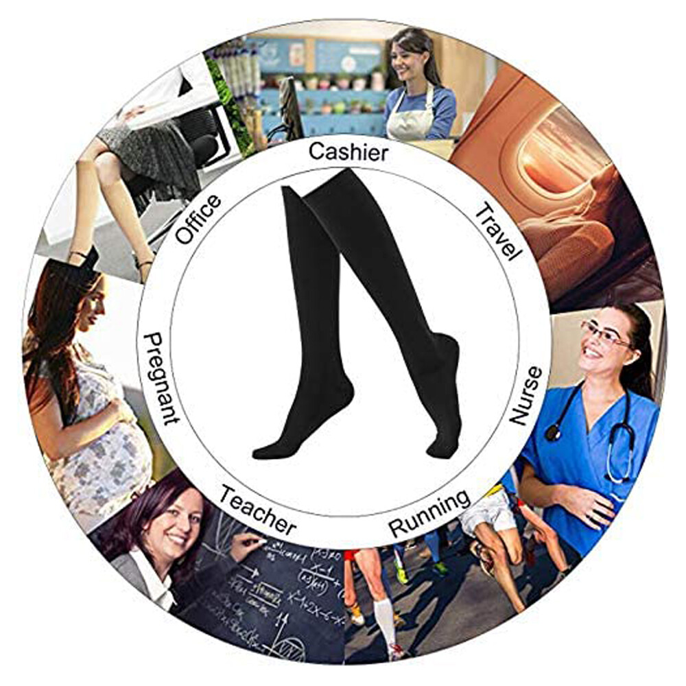 3 Pairs Compression Stockings for Men and Women 15-20 Close Toe Socks S/M/L/XL
