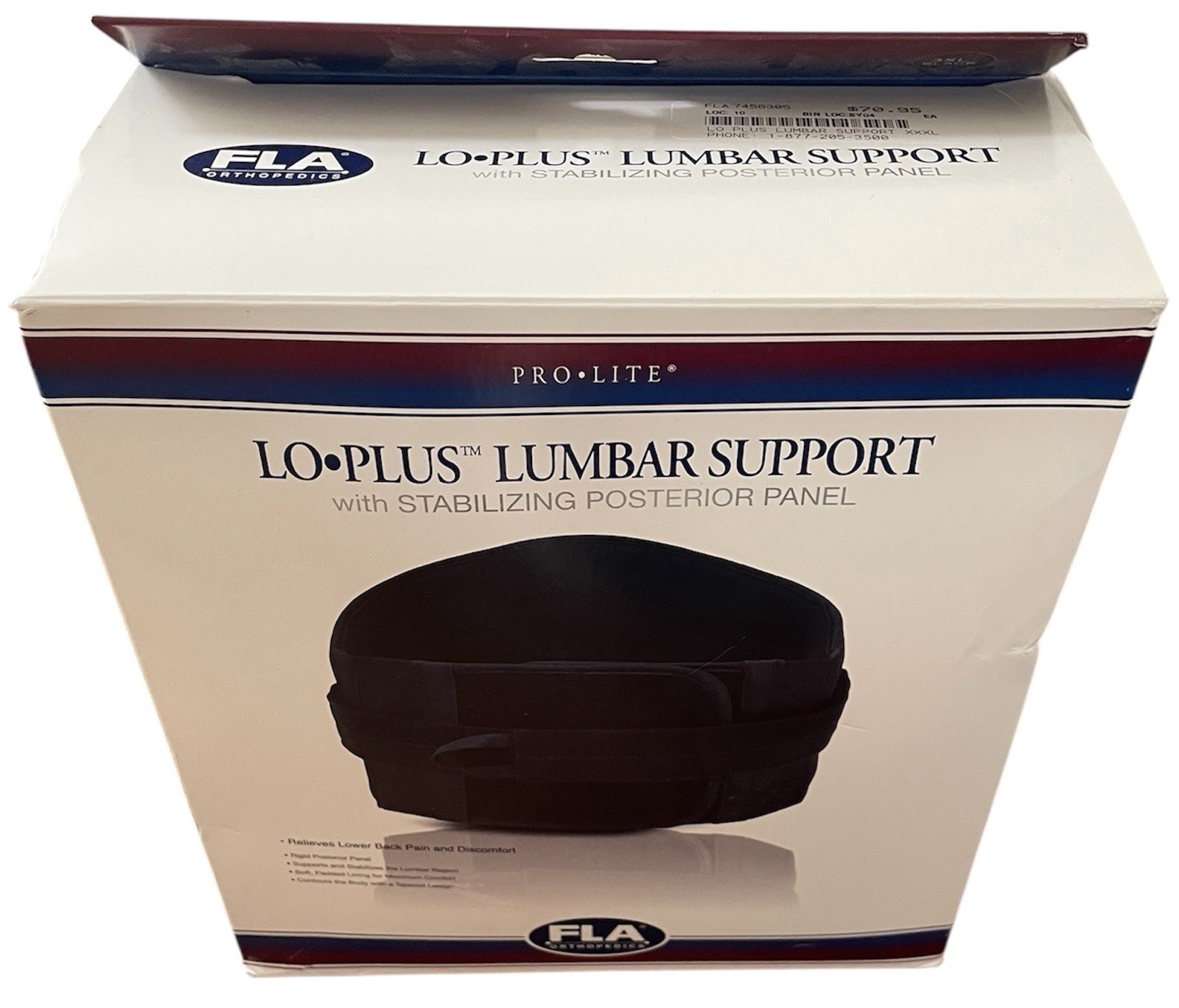 FLA Prolite Lo-Plus Lumbar Support Brace XXXl 50-55” Open Box NEW