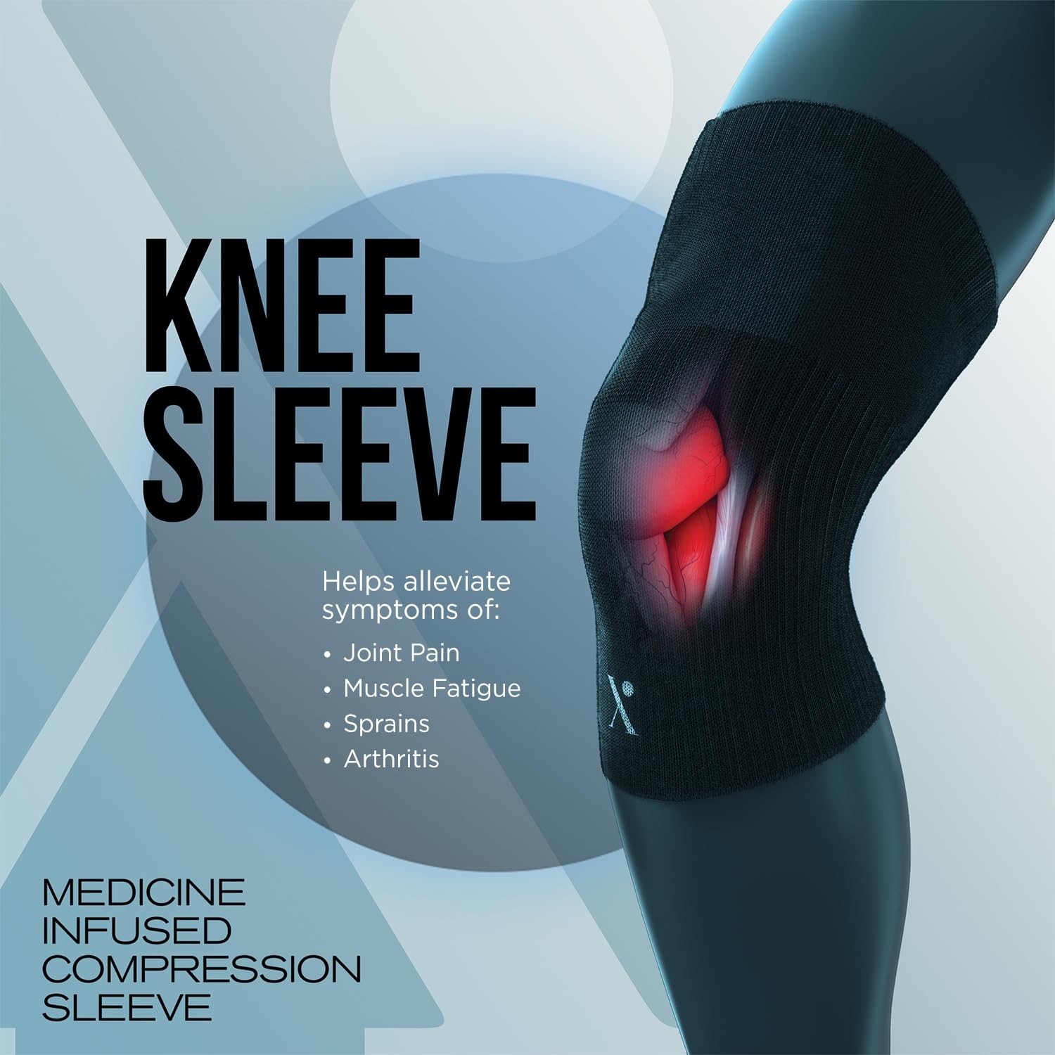 NUFABRX Medicine-Infused Pain Relieving Knee Compression One Size, Black