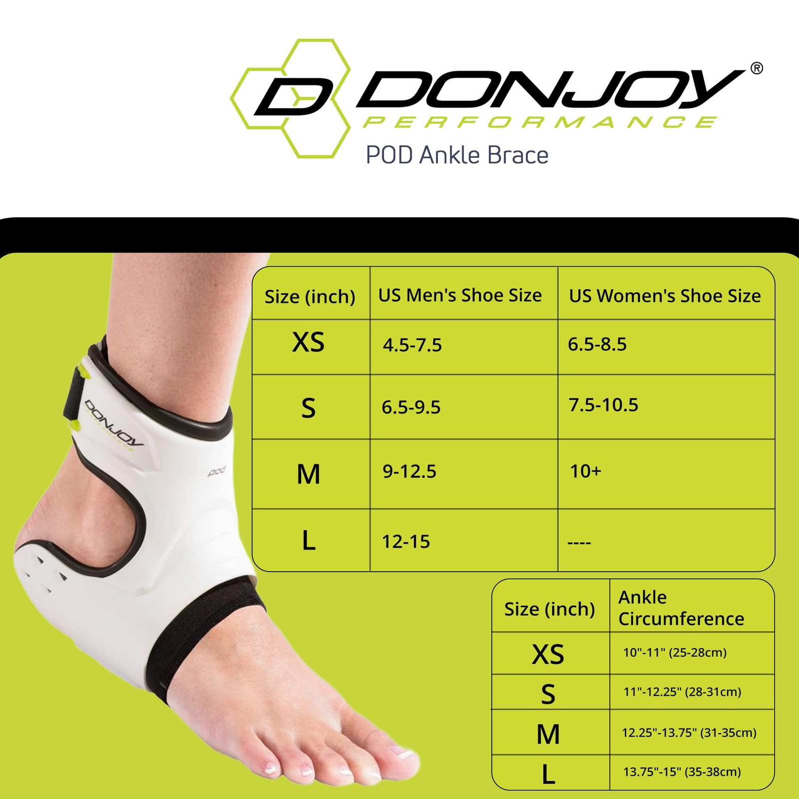 DonJoy Performance POD® ANKLE SUPPORT – White – Large – Left Large,
