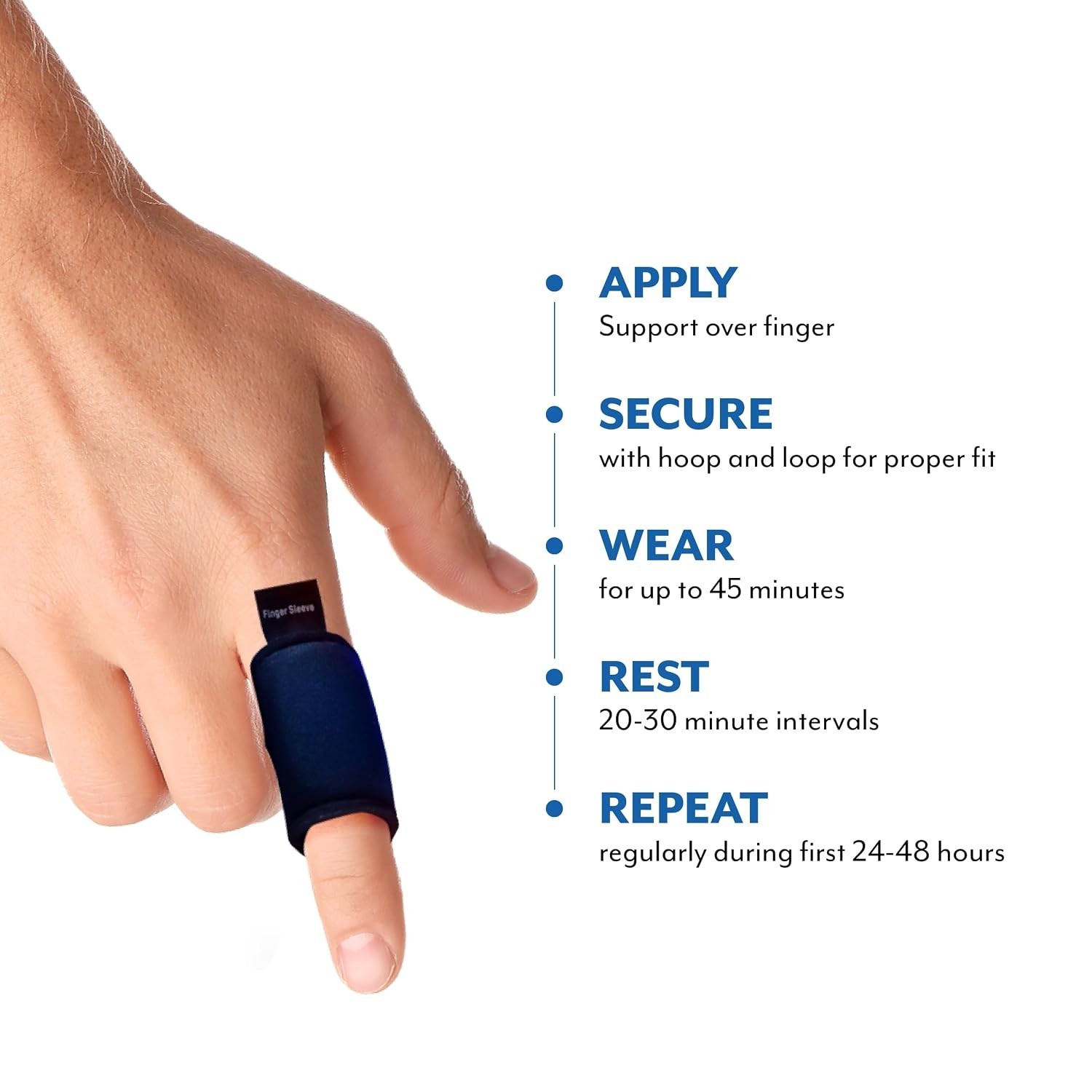 Supportive Finger Sleeve with Built-in Ice Pack for Strained or Sprained Fingers