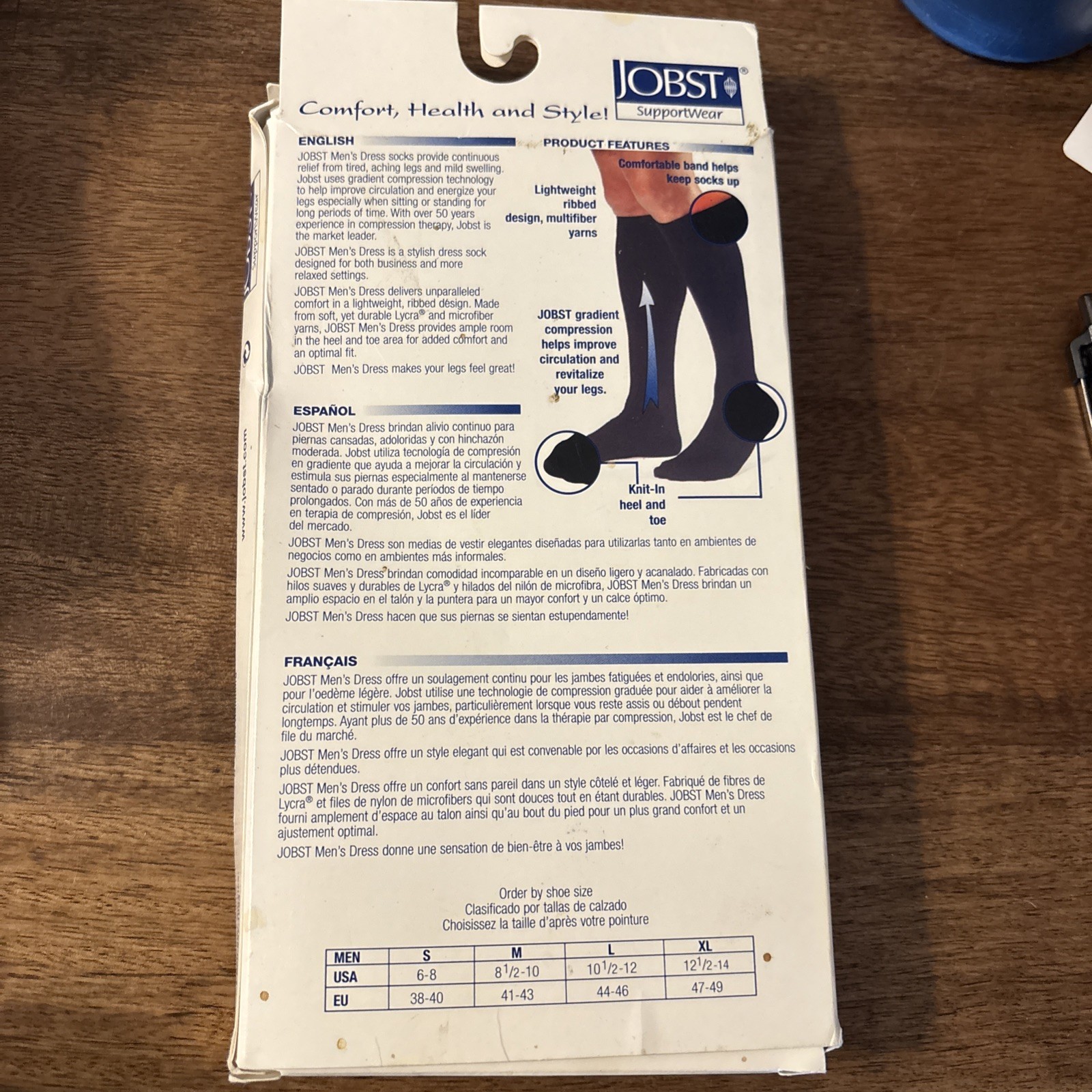 Jobst Mild Compression Knee High Sock Closed Toe 8-15 mmHg Medium Black Men’s
