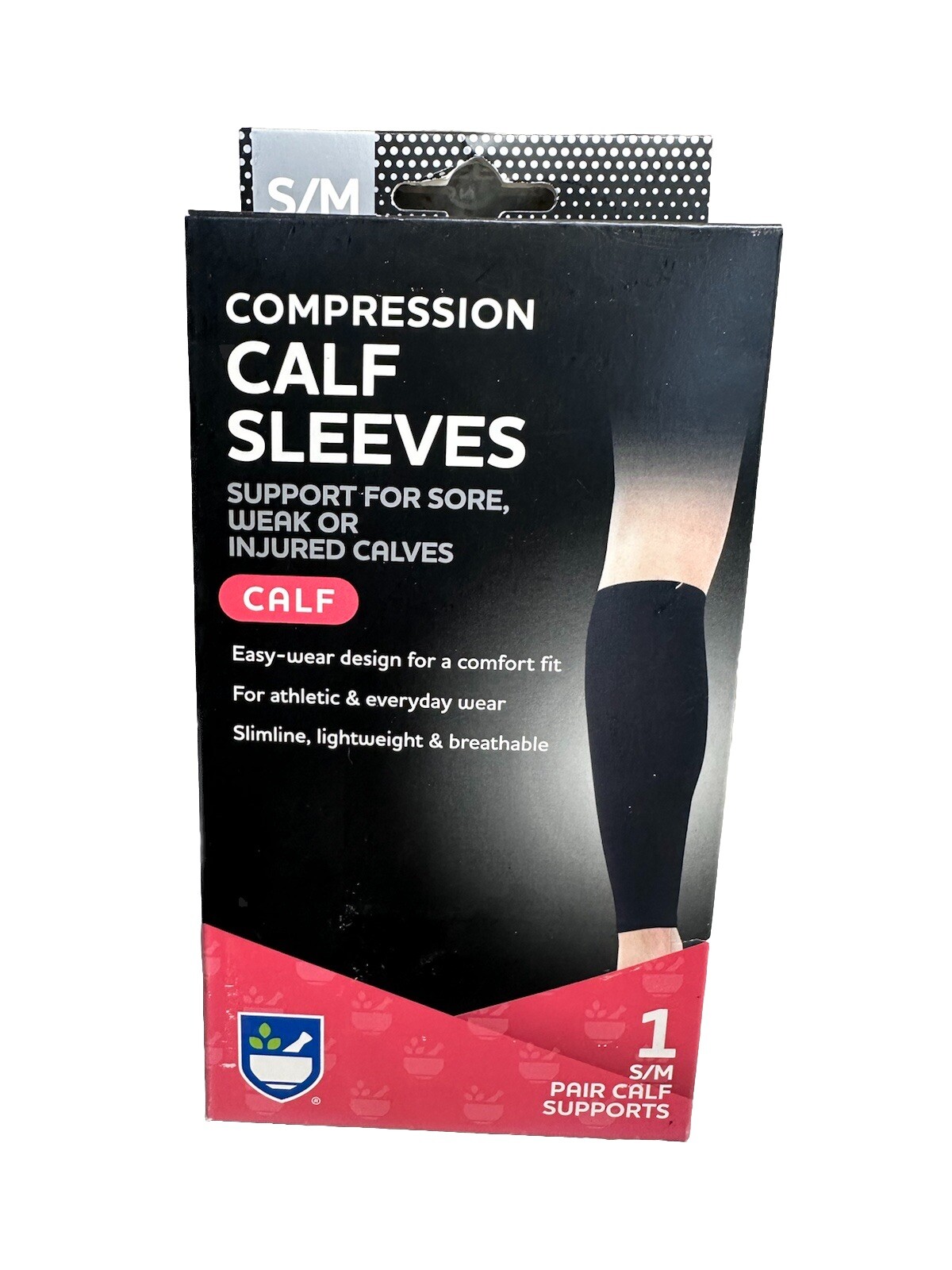 Rite Aid Compression Calf Sleeves Support for Sore, Weak, and Injured Calves S/M