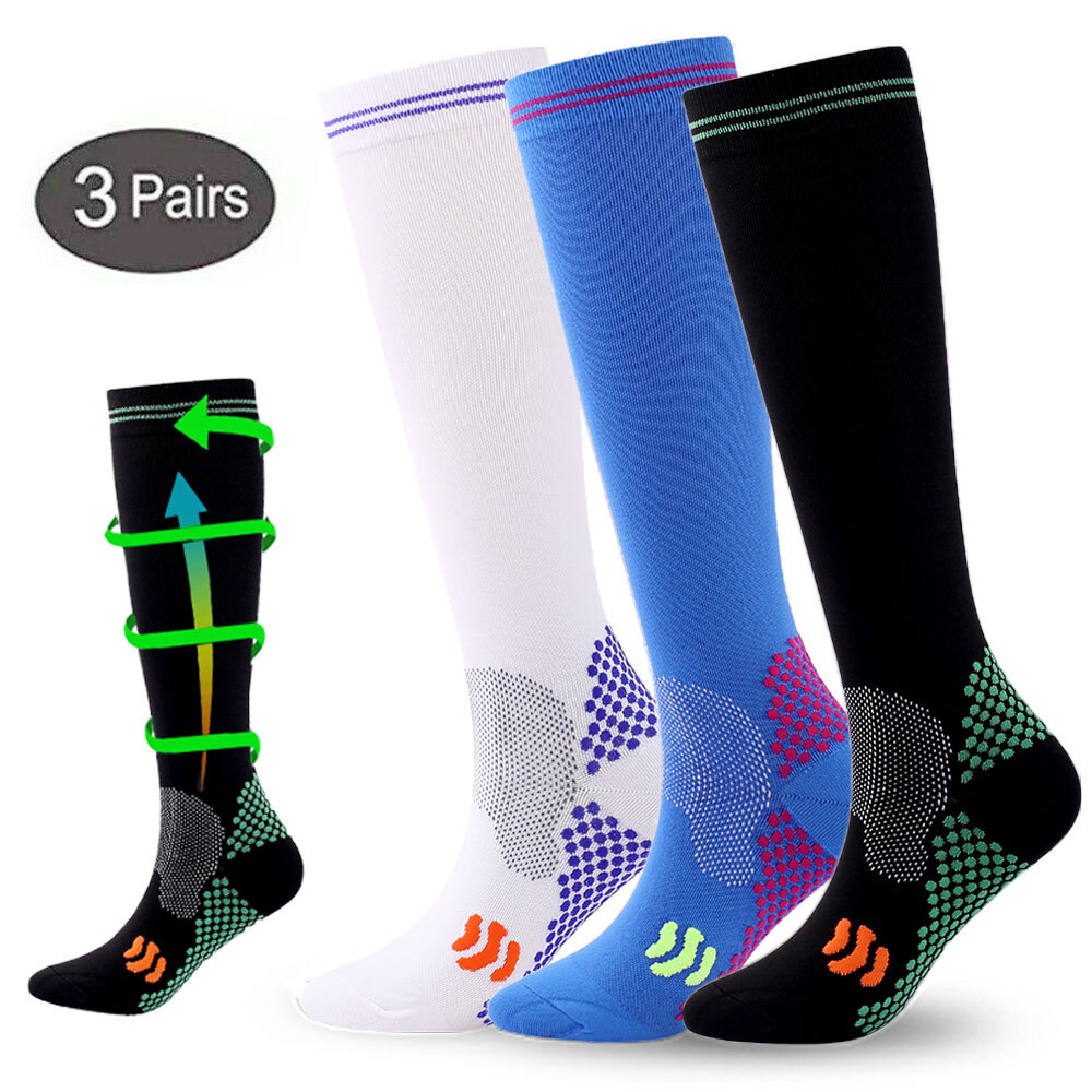 3Pair Compression Socks Over the Calf Socks Support Stockings For Womens Mens