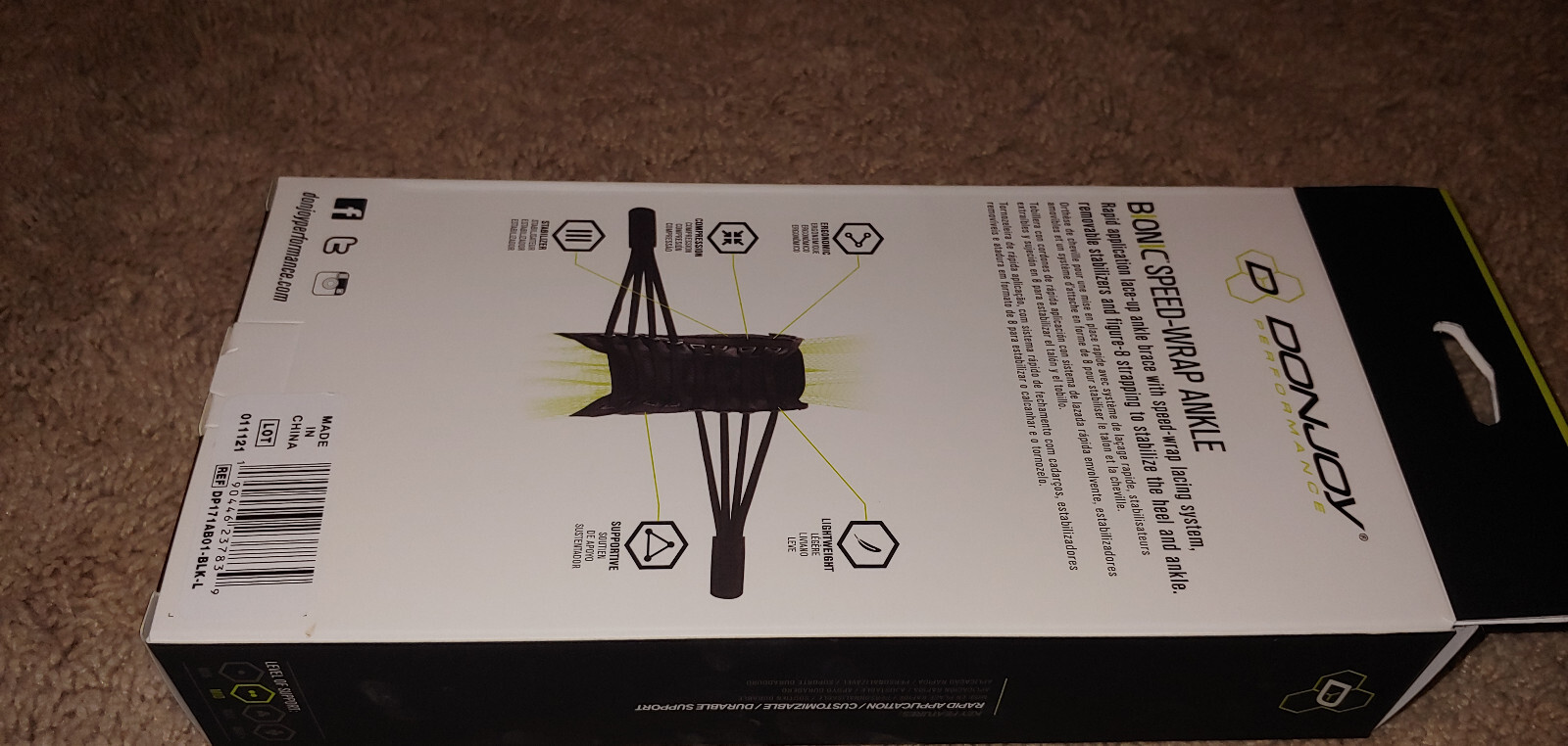 DonJoy Bionic Speed Wrap Ankle Brace With Laces, SIZE Large Fits Left or Right
