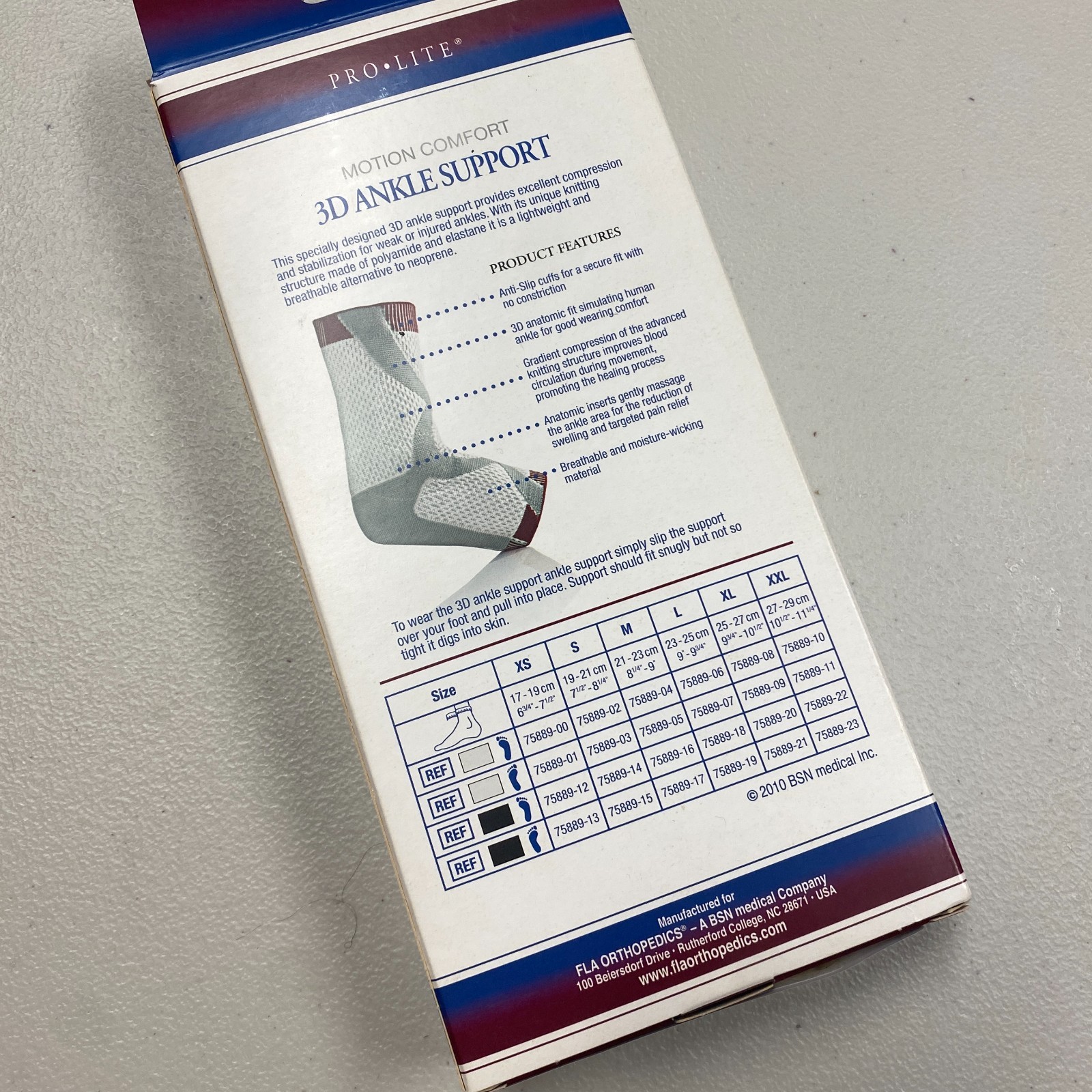 New FLA Orthopedics Pro Lite Motion Comfort 3D Ankle Support Large Left