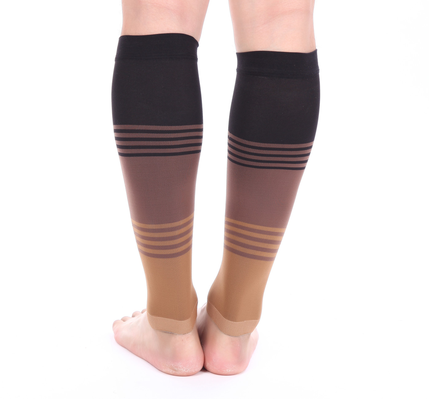Doc Miller Calf Compression Sleeve 1 Pair 20-30mmHg Varicose Veins BLK/BROWN/TAN