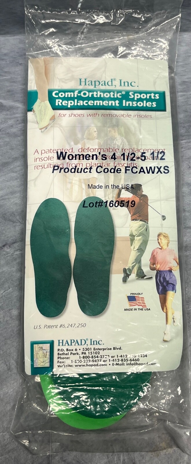 NIP Hapad Comf-Orthotic Sports Replacement Pair Insoles FCAWXS Women 4.5-5.5