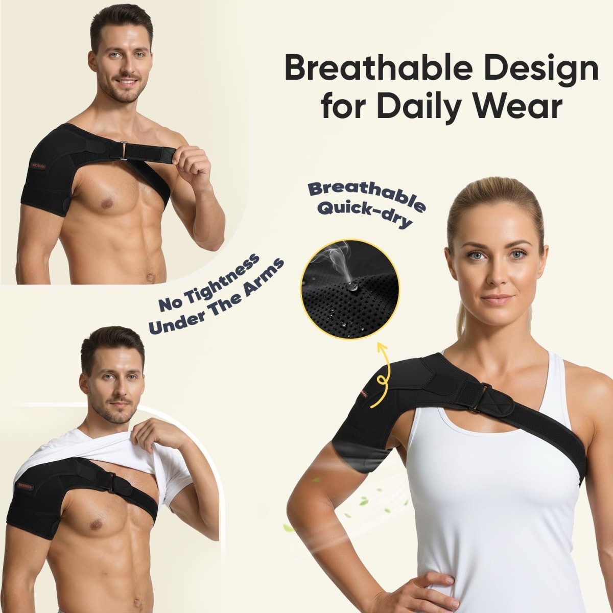 NEXVOXA 1 PC Shoulder Brace for Men and Women Pain Relief – Support