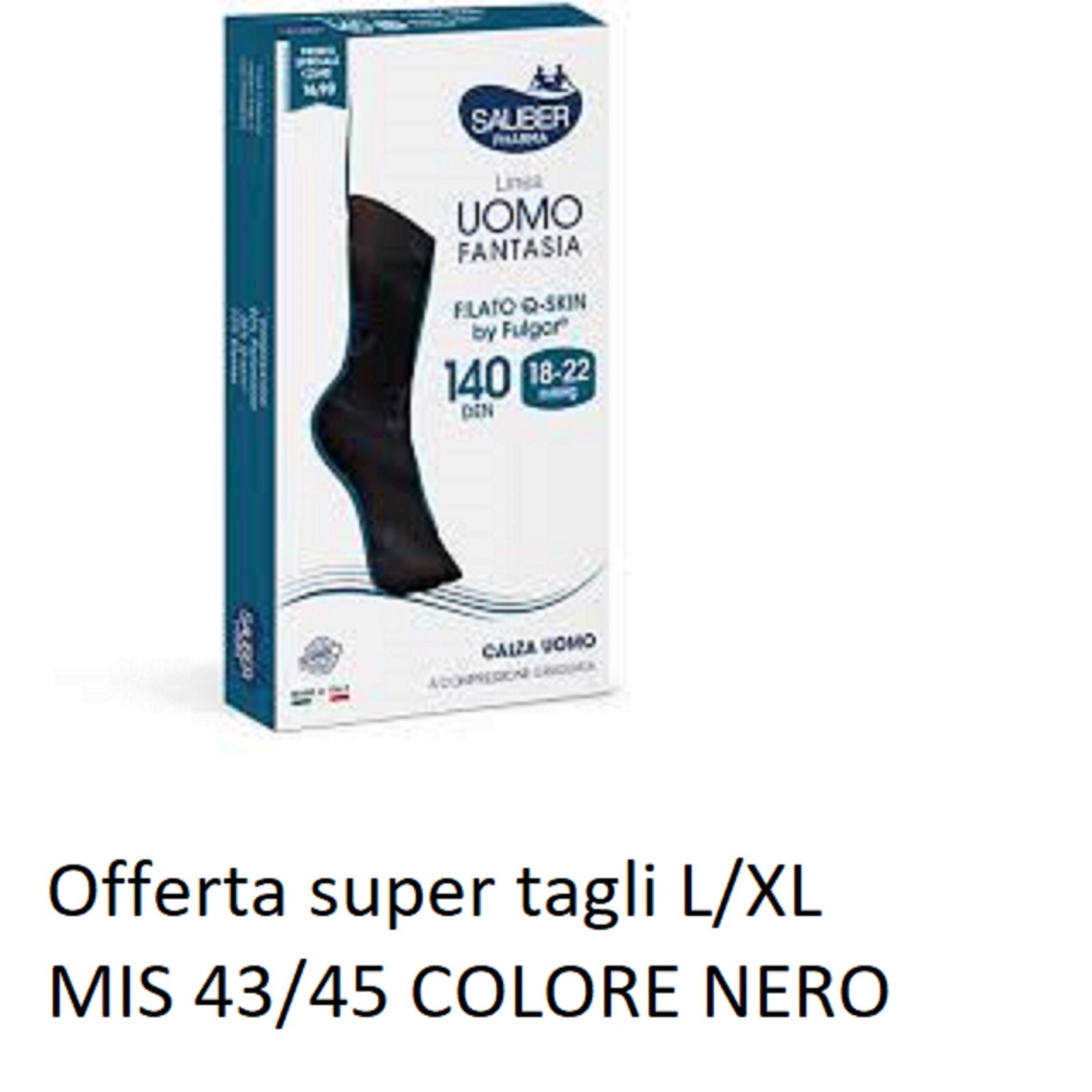 Sauber Mens 140Den 18-22mmHg Graduated Compression Sock Size L/XL Size 43-45