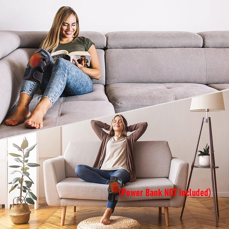 Electric Heating Vibration Knee Joint Pad Brace Leg Therapy Massager Pain Relief