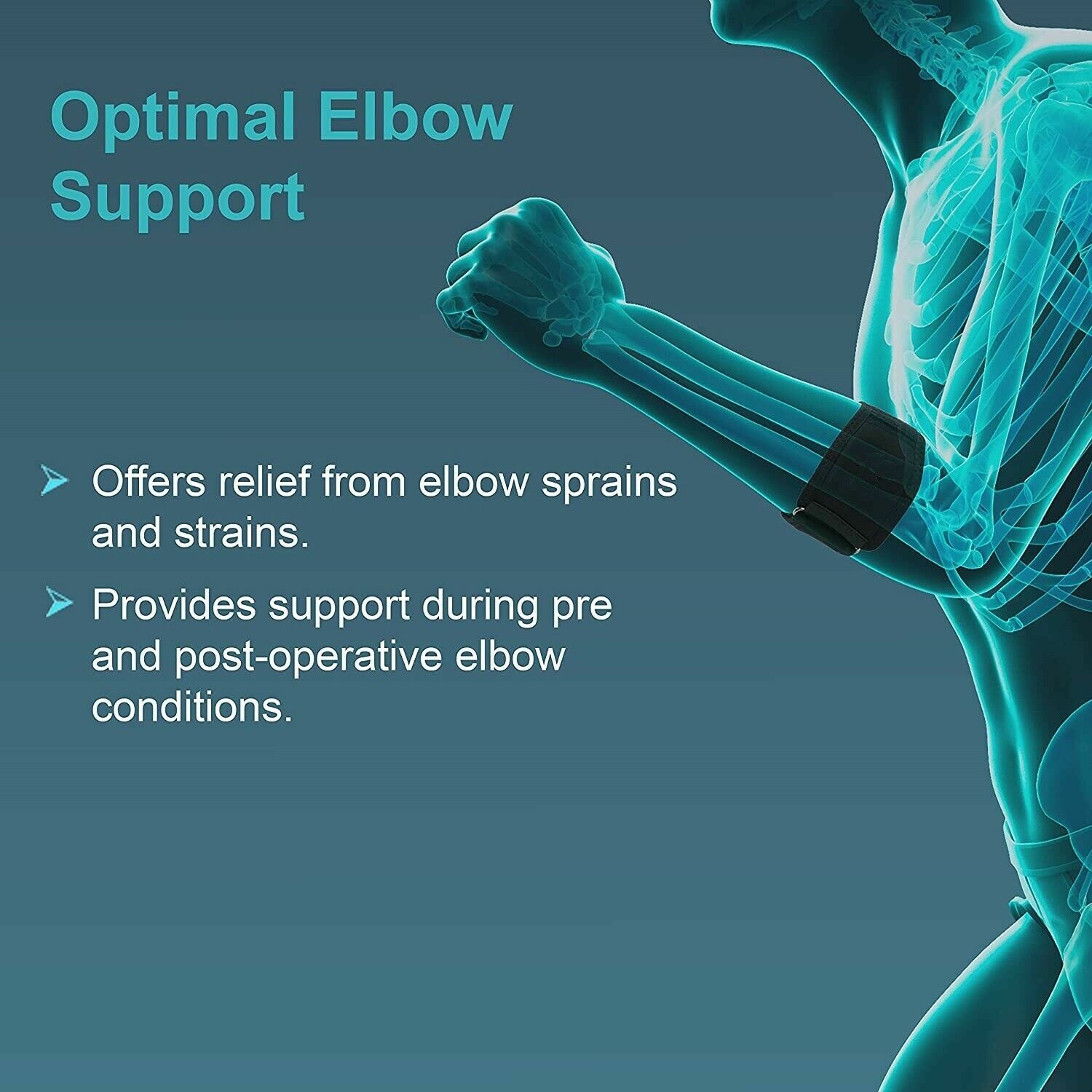 Tennis Elbow Support with quick healing and relief from pain, Black, Medium
