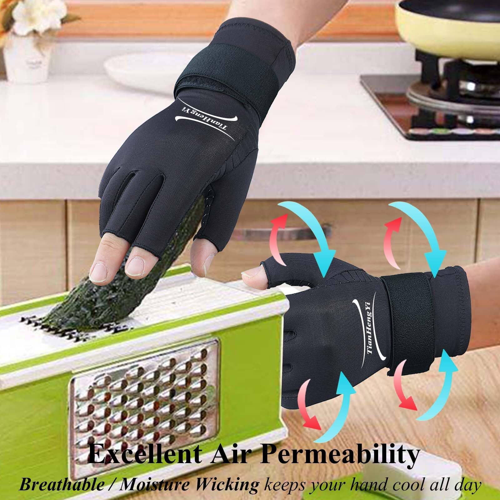 2 Pairs Compression Full Finger Arthritis Gloves Copper Gloves for Carpal Tunnel
