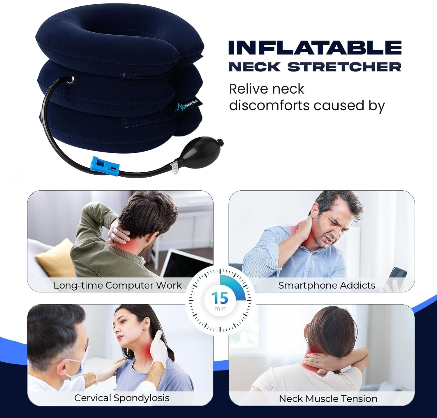Inflatable Neck Stretcher for Instant Neck Pain Relief Chiropractor Recommend…