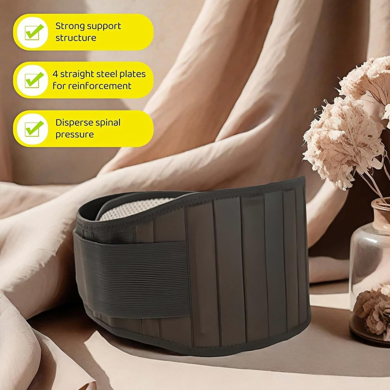 Dual-Adjust Lumbar Support with Instant Heat Therapy – Fits 40-44 Inch Waists