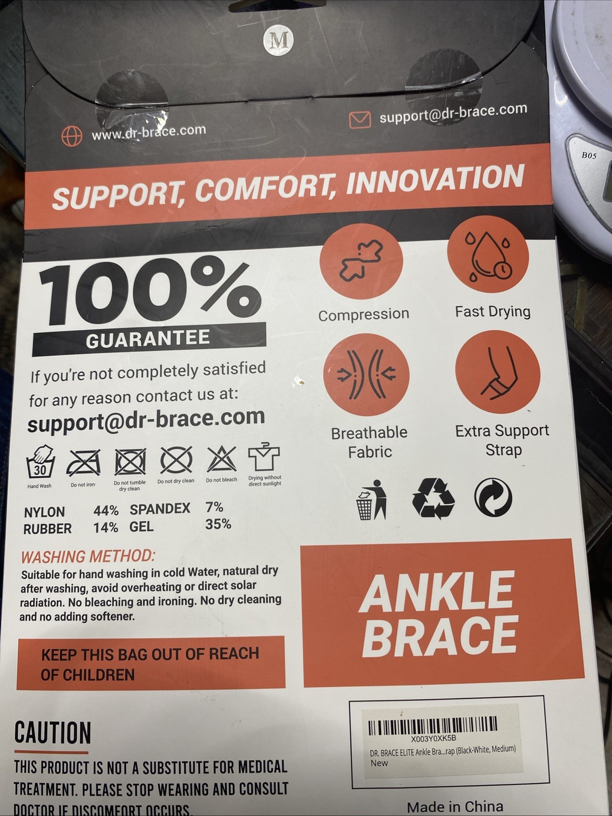 Dr Brace Padded Ankle Brace With Additional Strap Size M
