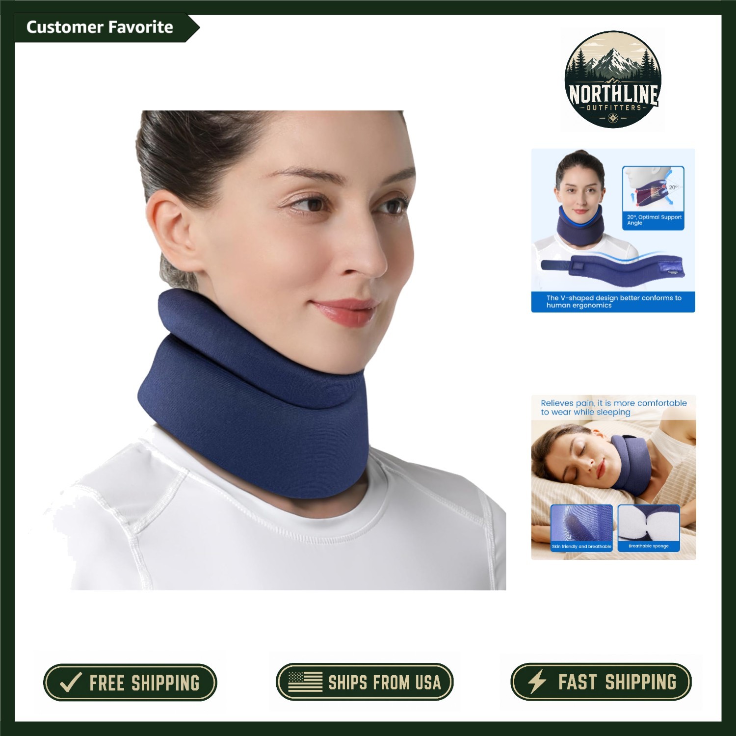 Adjustable Neck Brace – Comfort Cervical Support for Sleep & Travel, Medium Size