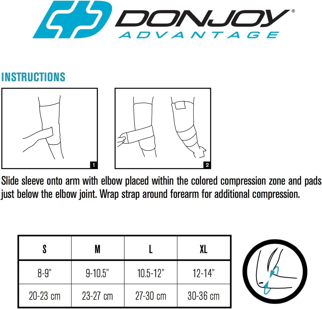 DonJoy Advantage Deluxe Elastic Elbow, Tan, Small 8″, 9″ for Sprains, Strains, G