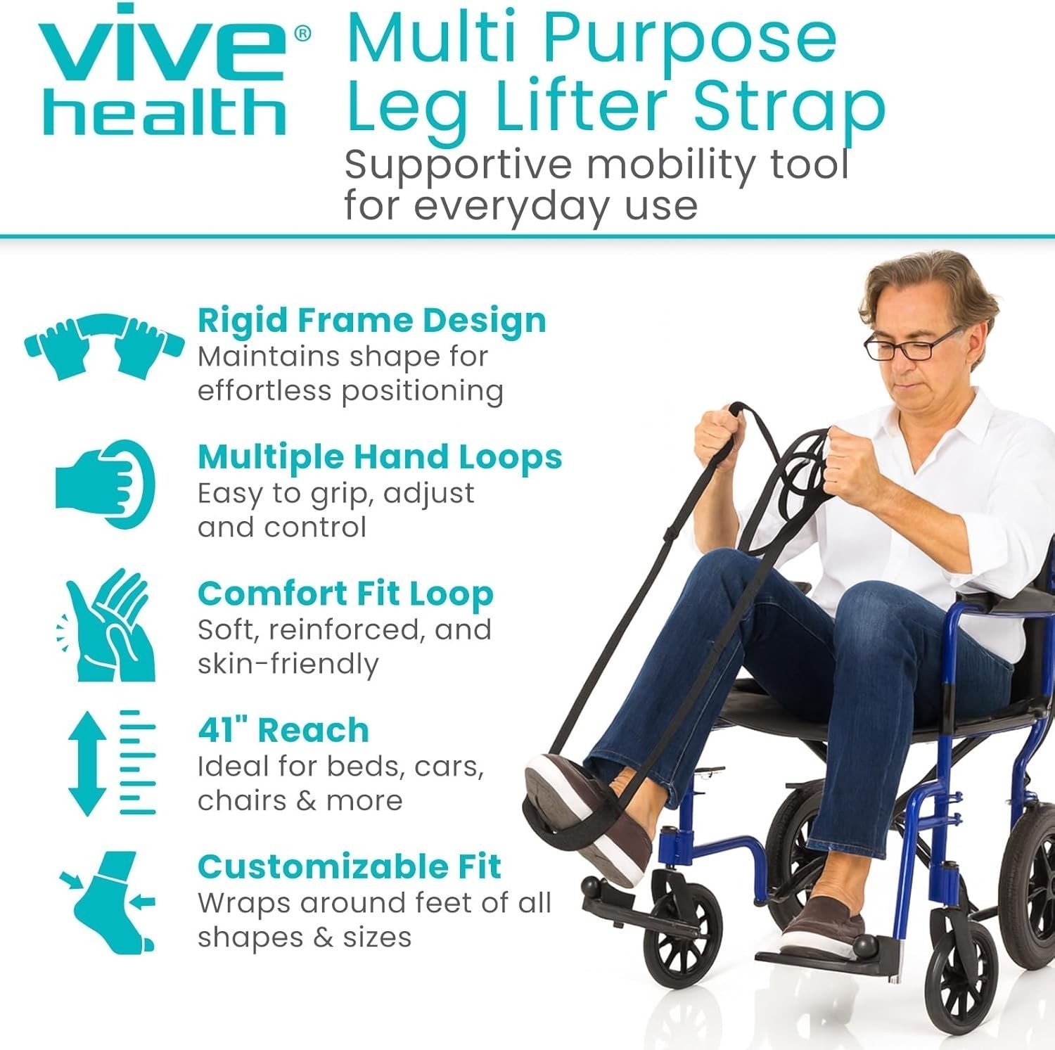 Proflex Strap Physical Therapy Leg Lifter Assist W/ Nylon Webbing Recovery