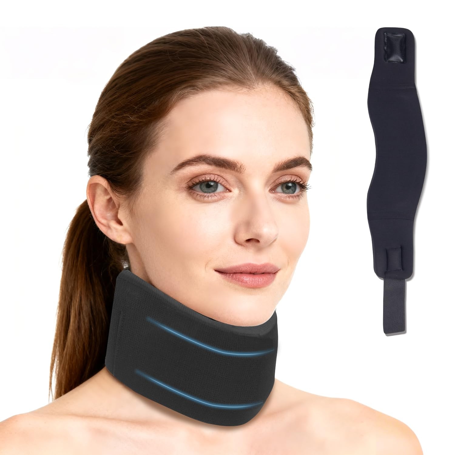 Goldeer Neck Brace for Sleeping, Soft Foam M(Size:12.6″-15.7″), Black