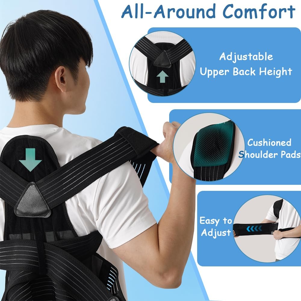 Plus Size Posture Corrector for Women & Men, Adjustable XXXXX-Large, Black
